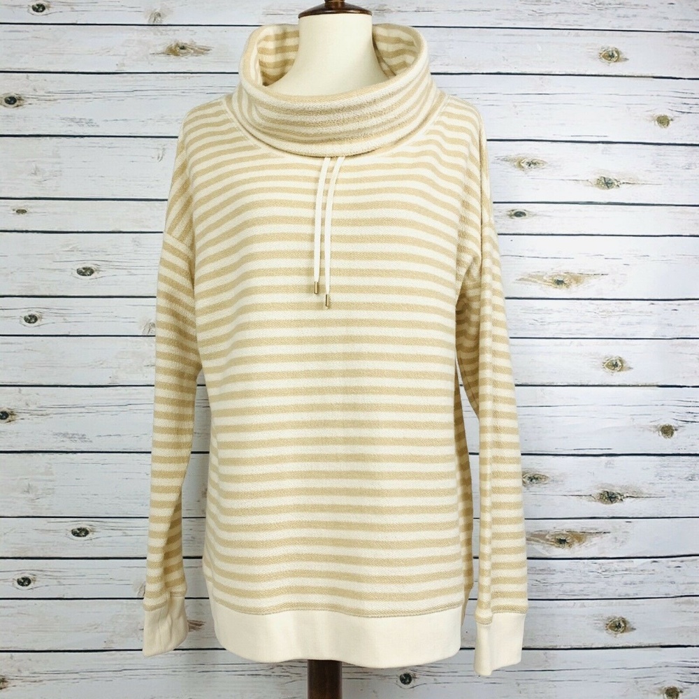 LRL Jean Co Long Sleeve Stripe Funnel Neck Sweater
